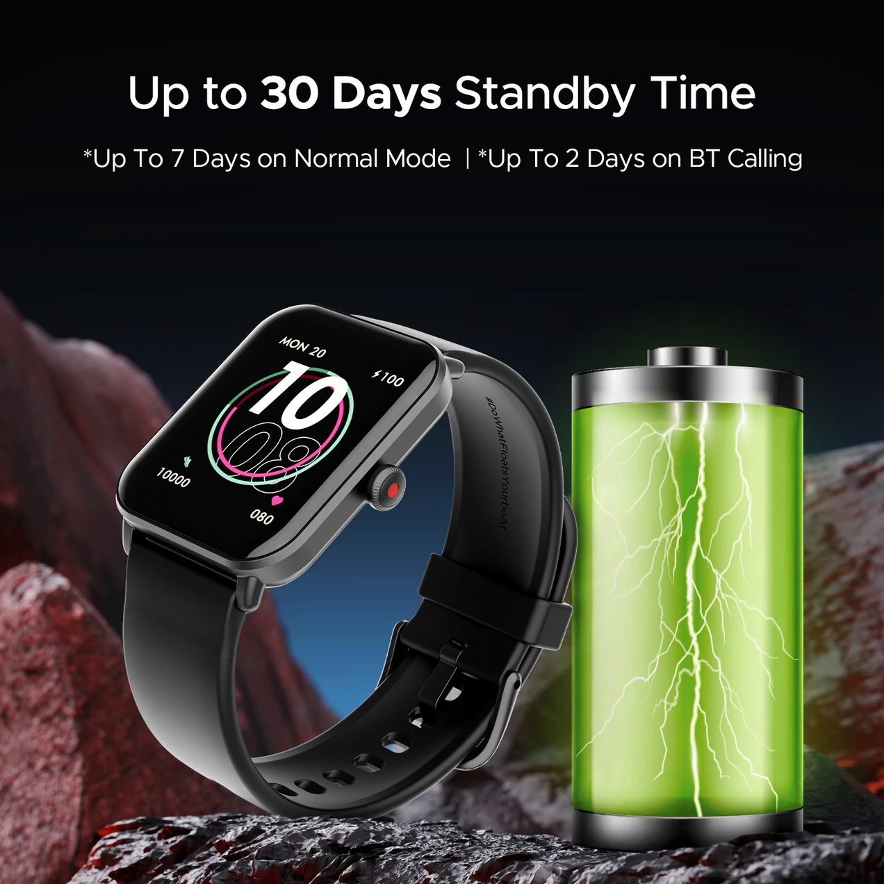 boAt Wave Fury Smartwatch (Active Black Strap, Free Size) - Image 3