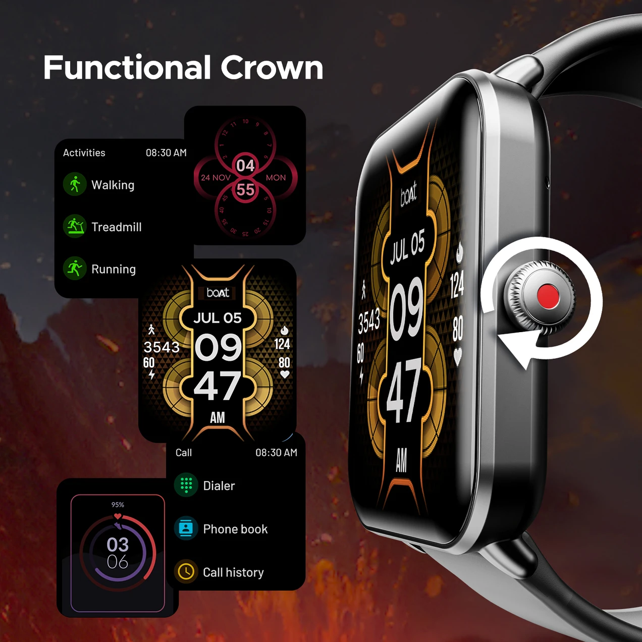 boAt Wave Fury Smartwatch (Active Black Strap, Free Size) - Image 4
