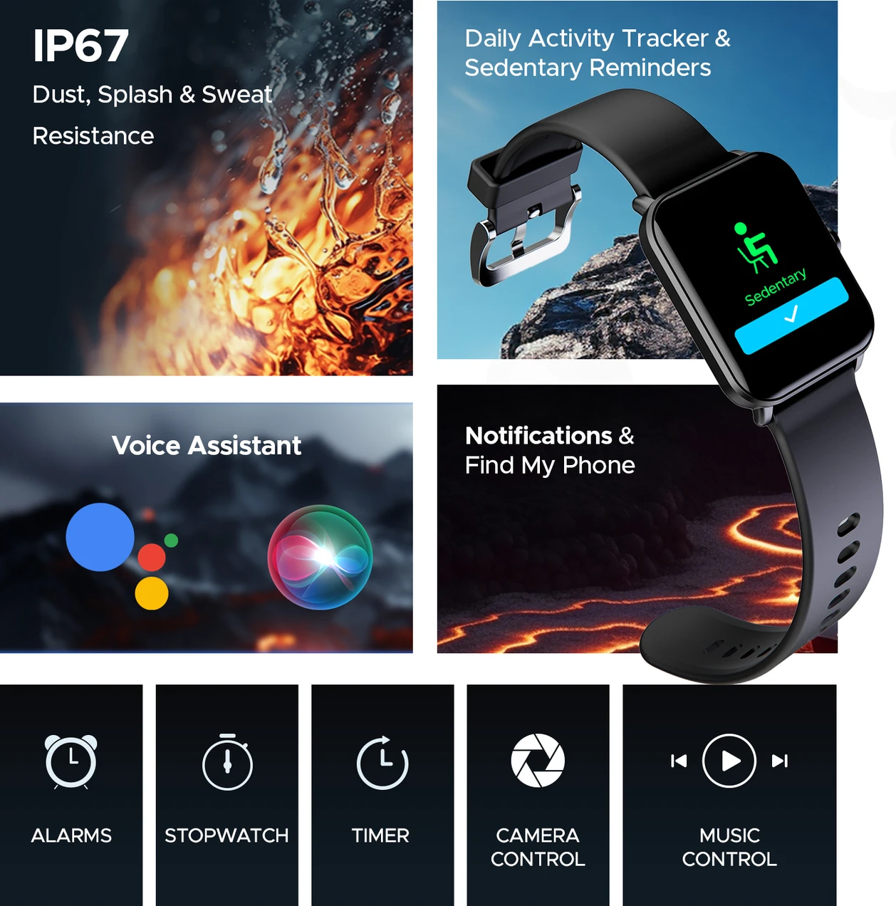 boAt Wave Fury Smartwatch (Active Black Strap, Free Size) - Image 6